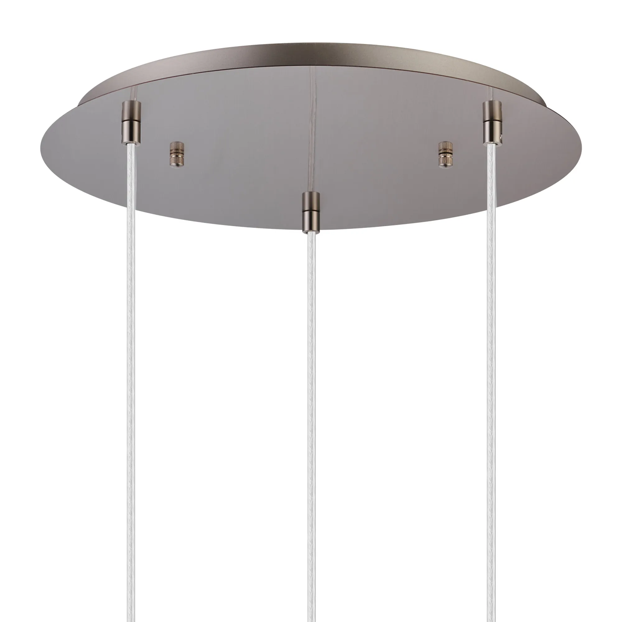 Lori 40cm Round Pendant, 3 Light Adjustable E27, Satin Nickel/Clear Slim Curved Trapezium Shades DK1361  Deco Lori Satin Nickel